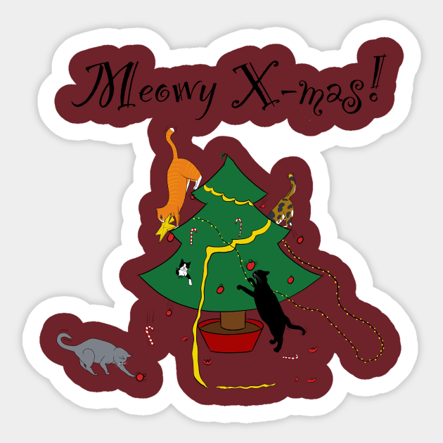 Meowy X-mas mayhem - no background Sticker by Lian's designs